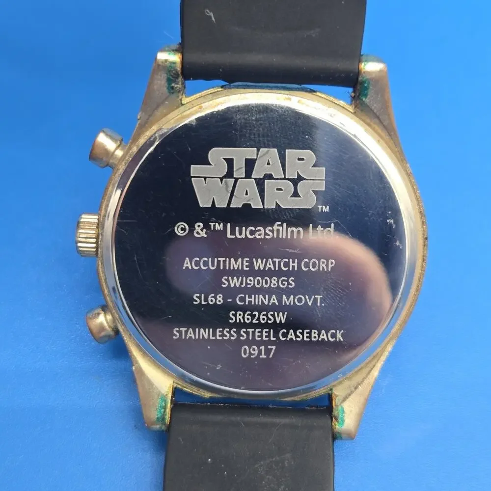 Star Wars Rebel Alliance Watch Men 40mm Brass Tone Black Accutime New Battery